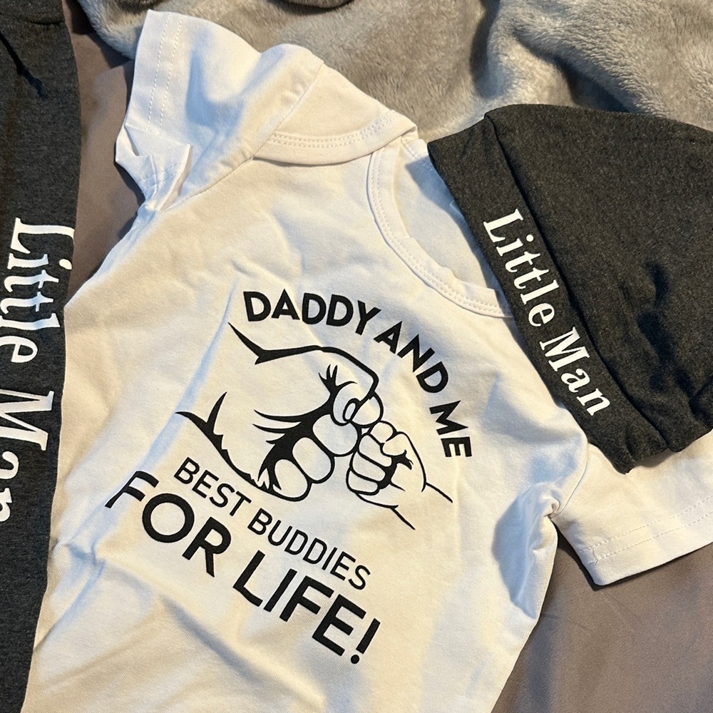 Little Man 3-Piece Baby Outfit Set - Gray & White - Picture 5 of 6